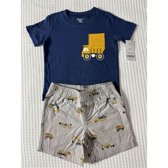 CARTER’S 2 Pc Boys 18 Months Short Set - Picture 2 of 7